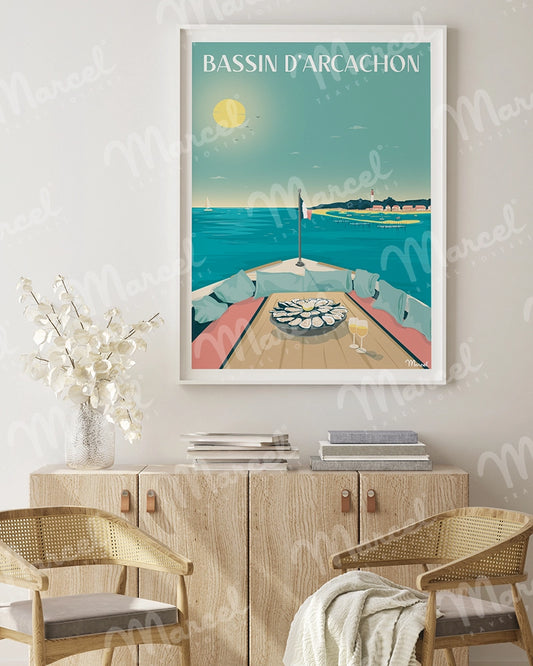 Affiche BASSIN D'ARCACHON "en pinasse"