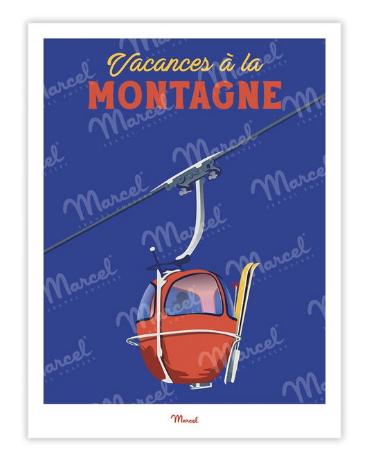 Affiche Travel Color "Télécabine de montagne"