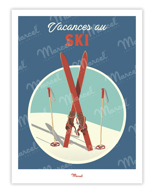 Affiche Travel Color "Ski en montagne"