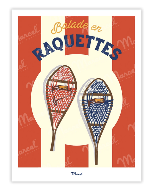 Affiche Travel Color "Raquette de montagne"