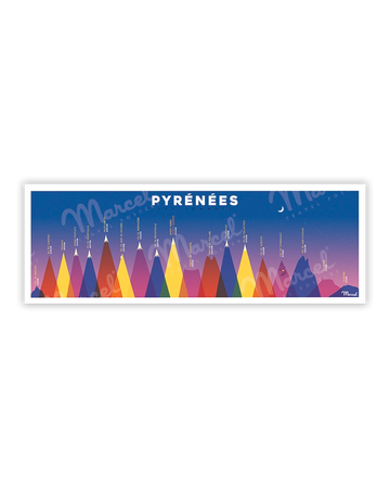 Affiche LES PYRENEES "Les Sommets"