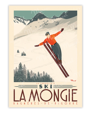 Affiche LA MONGIE "Tremplin à ski"