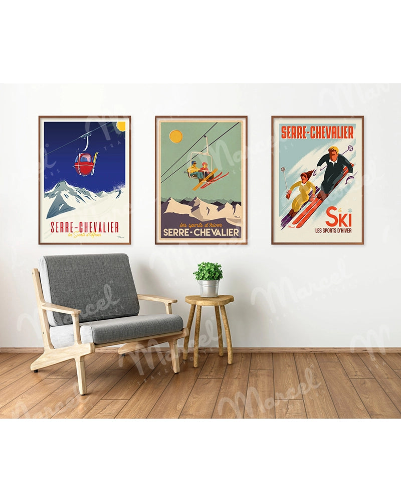 Affiche SERRE CHEVALIER "Télécabine rouge"