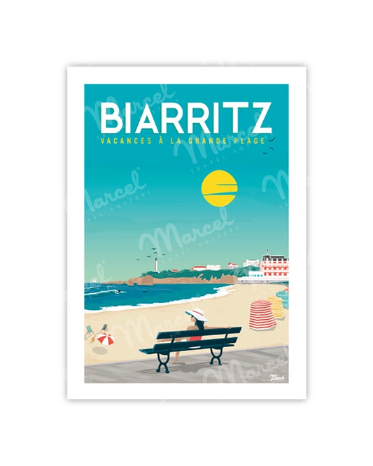 BIARRITZ Postcard "Holidays at the Grande Plage"