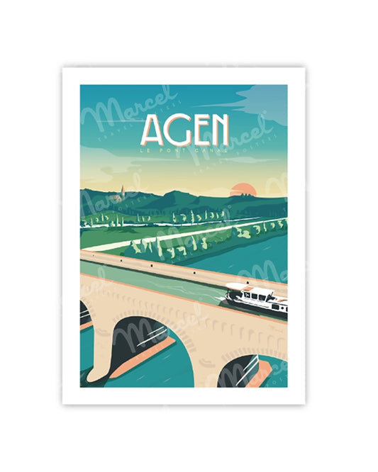 Postcard AGEN "The Canal Bridge"