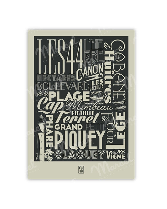 CAP FERRET "Typography" Postcard