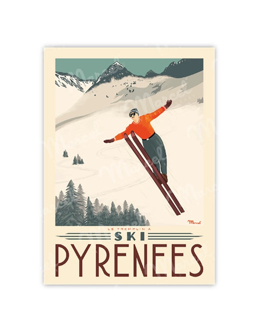 Postcard THE PYRENEES "Ski Jump"