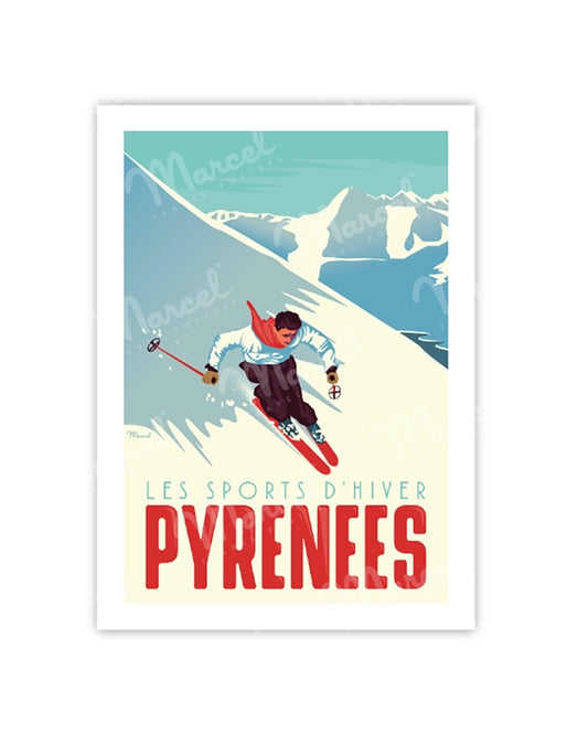 Postcard THE PYRENEES "The Skier"