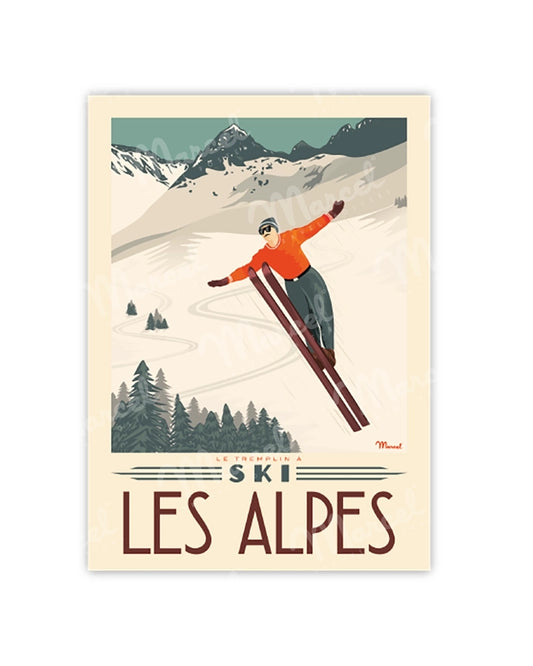 Postcard THE ALPS "Ski Jump"