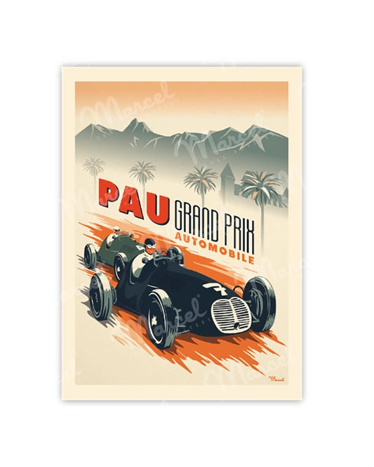 PAU Postcard "Grand Prix Automobile"