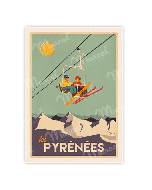 Postcard THE PYRENEES "The Chairlift"