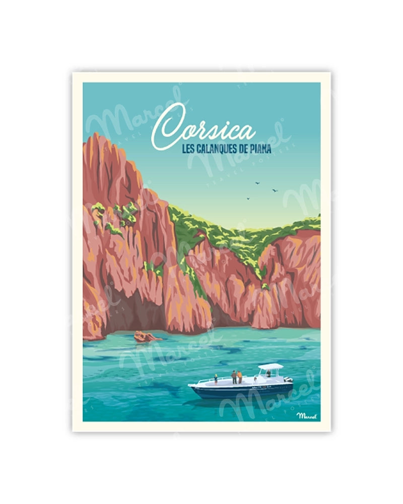 Carte Postale Vintage CORSICA Calanques De Piana Marcel Travel Posters Carte Postale Vintage CORSICA Calanques De Piana Marcel Travel Posters