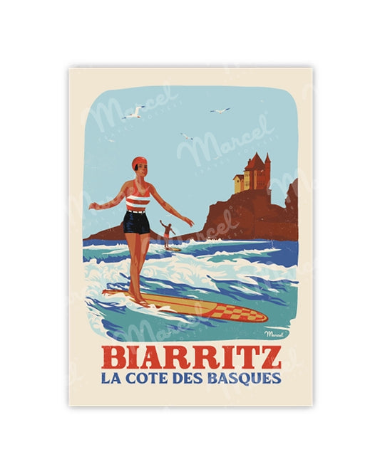 BIARRITZ "Retro Surf" Postcard