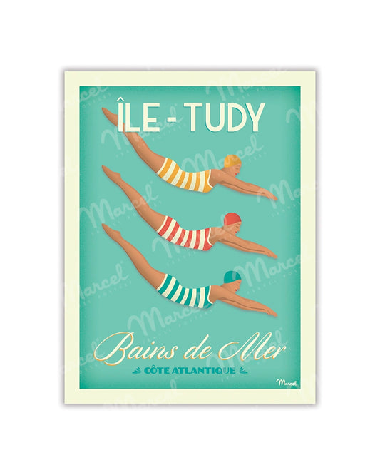 Postcard ÎLE TUDY "Sea Baths"