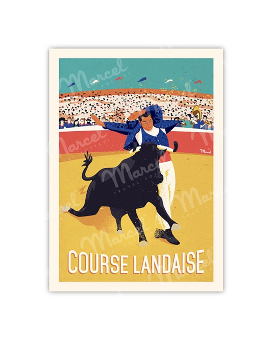 Postcard "Landaise Race"