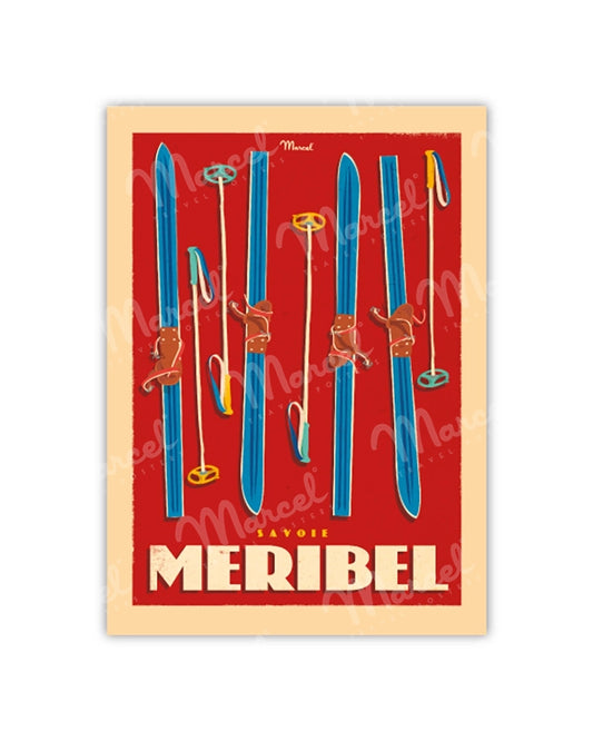 MERIBEL Postcard “Skis Set”