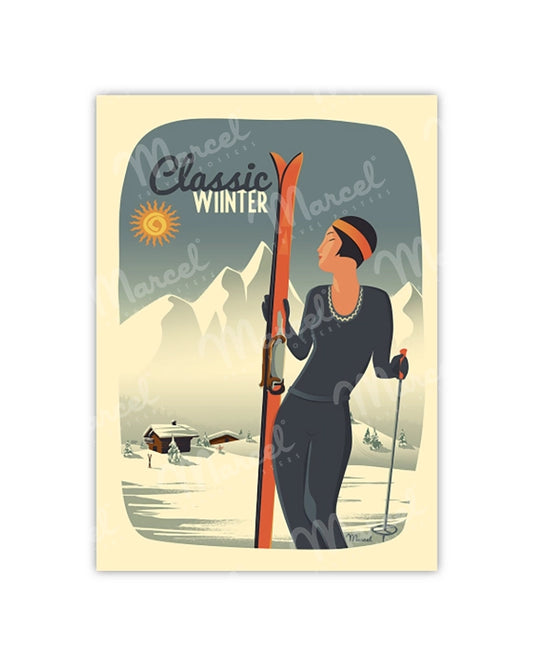 Postcard "Lady Ski"