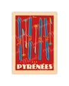 Postcard THE PYRENEES "Skis Set"