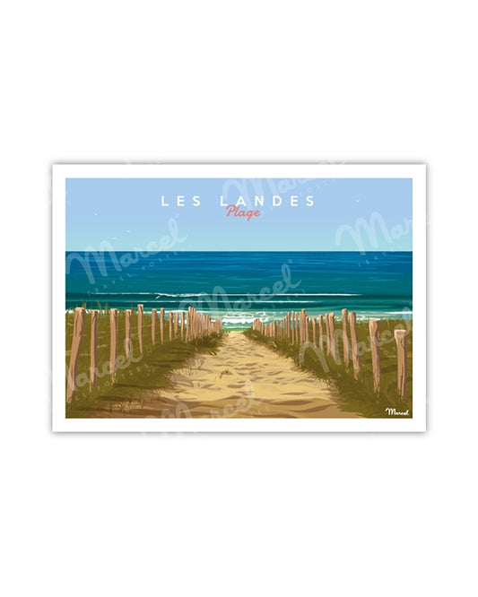 Postcard LES LANDES "Beach"