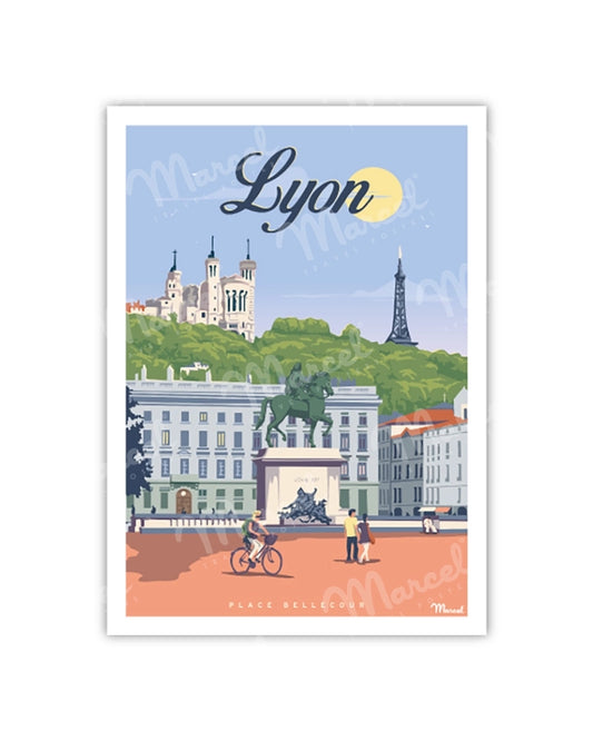 Postcard LYON "Place Bellecour"
