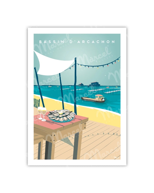Postcard ARCACHON BASIN "Oysters and Cabins"