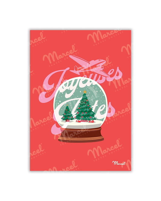 Happy Holidays Postcard "Snow Globe"