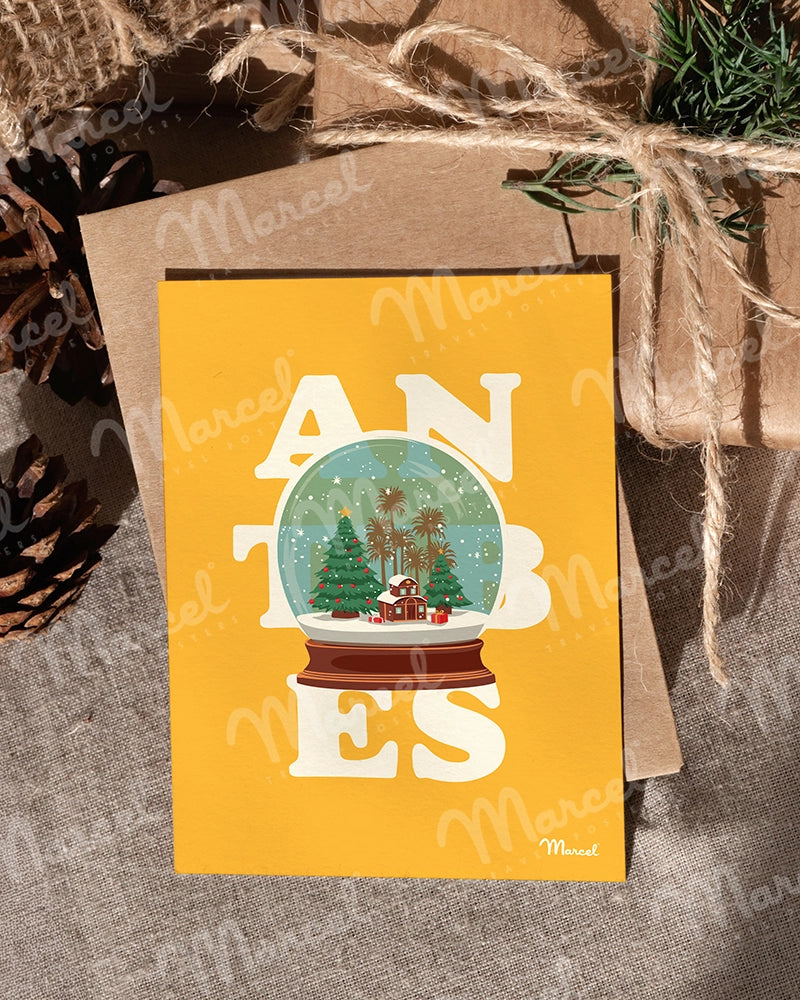 Carte Postale ANTIBES "Boule à neige"