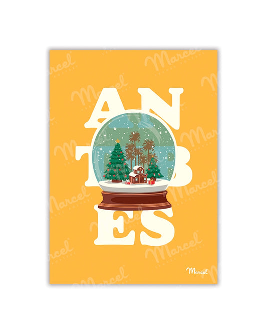 ANTIBES "Snow Globe" Postcard