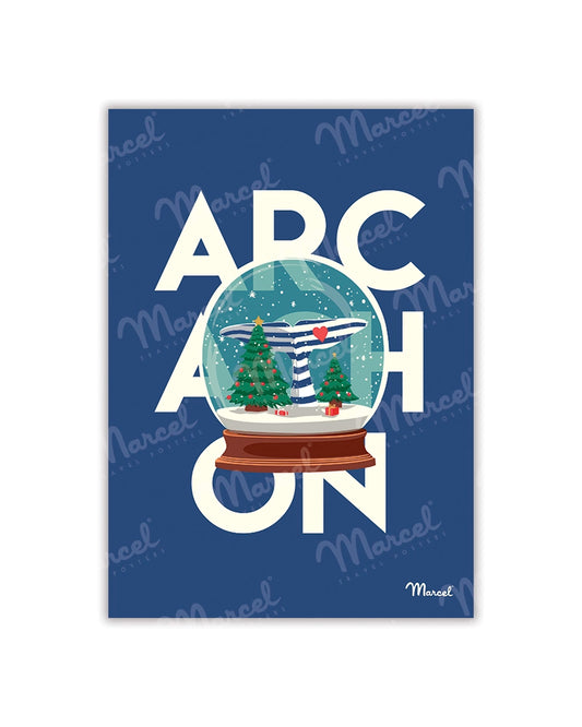 ARCACHON "Snow Globe" Postcard