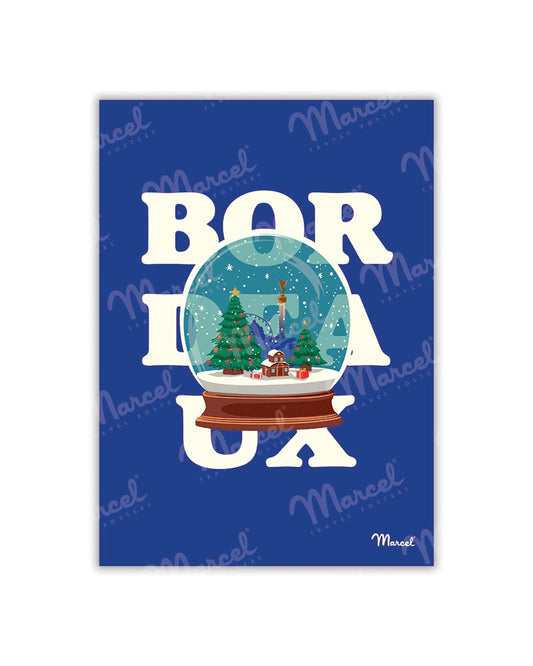 BORDEAUX "Snow Globe" Postcard
