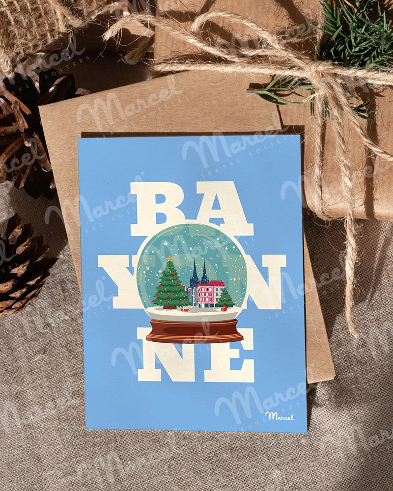 Carte Postale BAYONNE "Boule à neige"