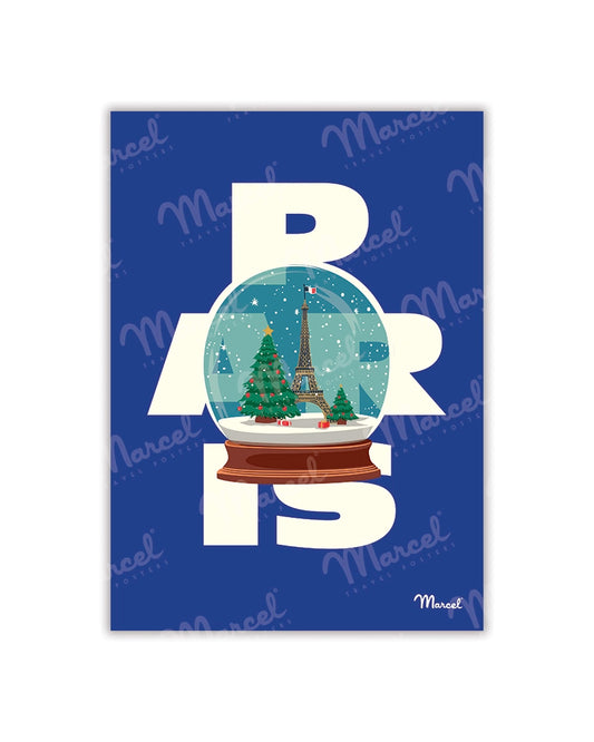 PARIS "Snow Globe" Postcard