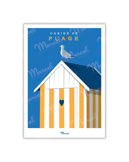 Travel Color Postcard "Yellow Beach Cabin"