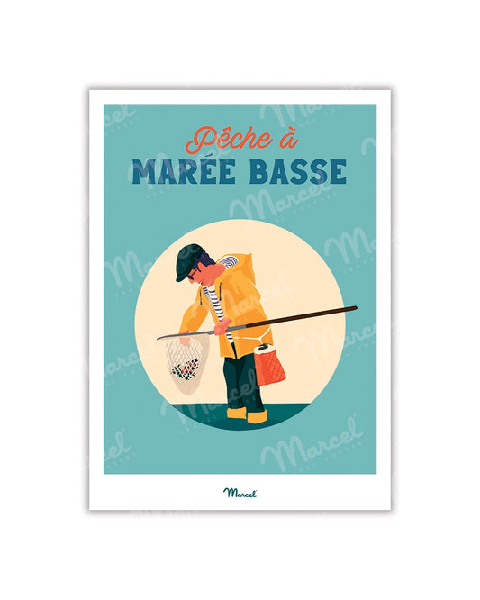 Travel Color Postcard "Fishing at Low Tide"