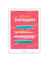 Travel Color Postcard "Surfboards Family"