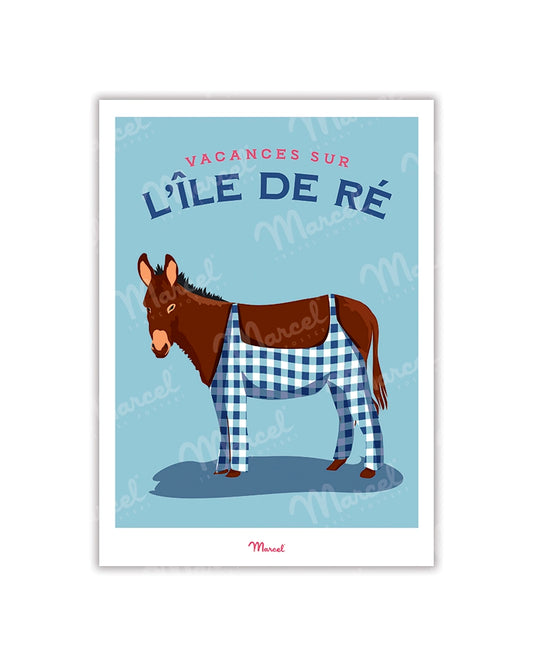Travel Color postcard ILE DE RÉ "The donkey"
