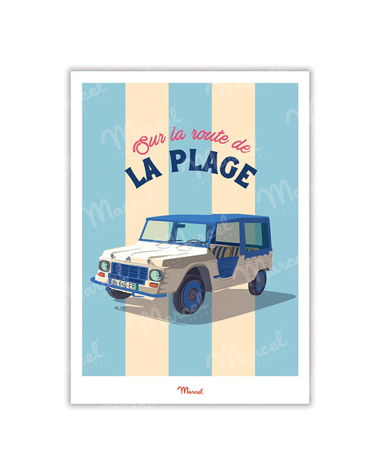 Travel Color Postcard "On the road to vacation in a Méhari"