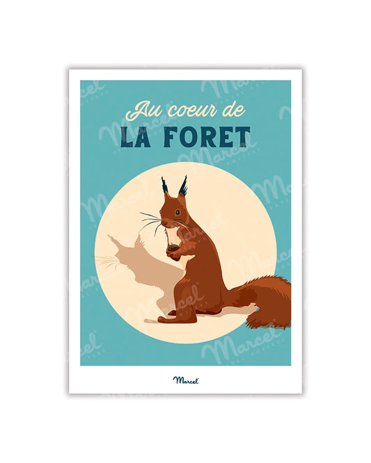 Travel Color Postcard "The Squirrel in the Heart of the Forest"