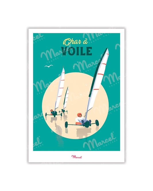 Travel Color Postcard "Land Yachting"