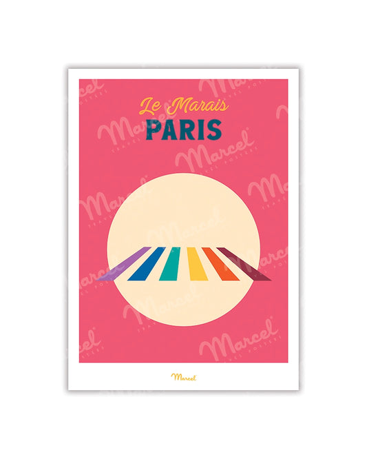 Travel Color PARIS "Le Marais" postcard