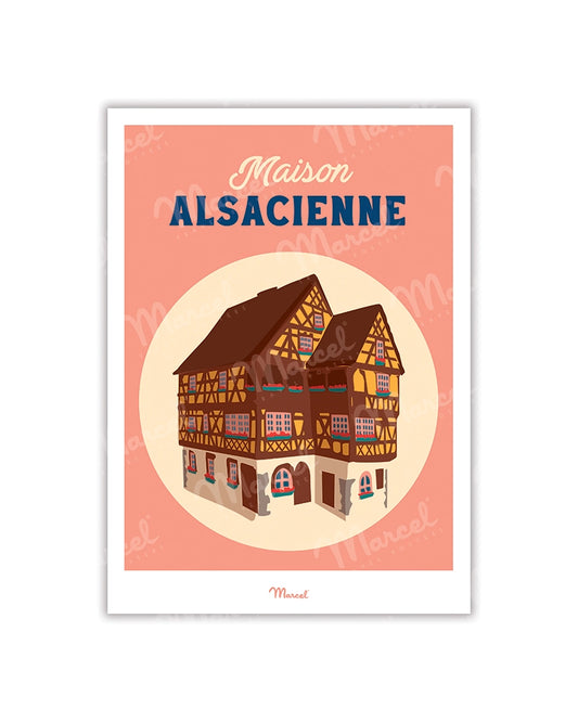 Travel Color ALSACE postcard "Alsatian House"