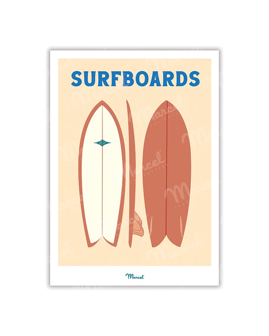 Travel Color Postcard “Surfboards Roses”
