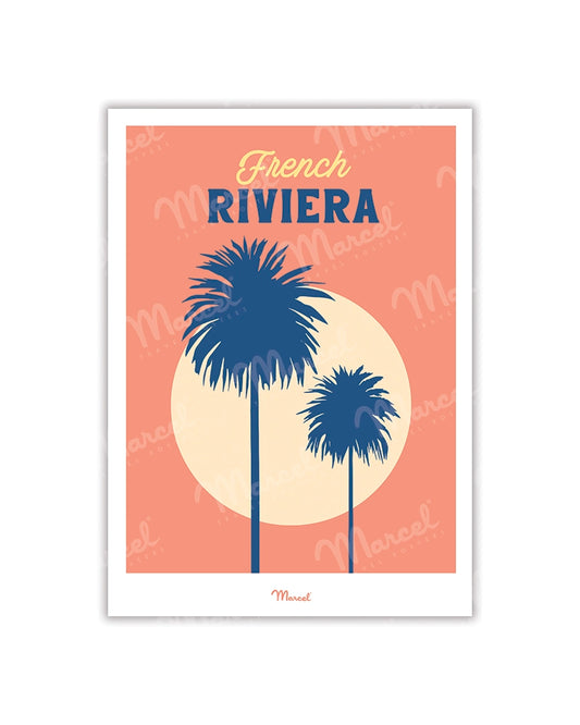 Travel Color FRENCH RIVIERA "Palm Trees" Postcard