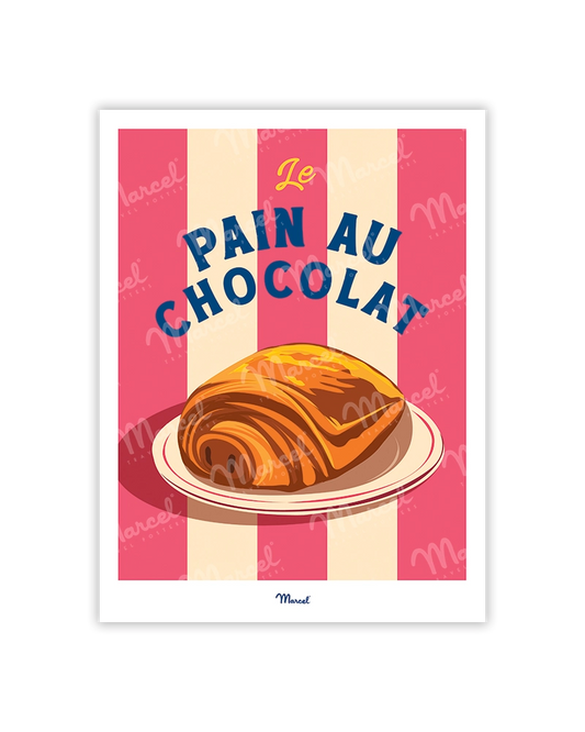 Travel Color Postcard "Pain au Chocolat"