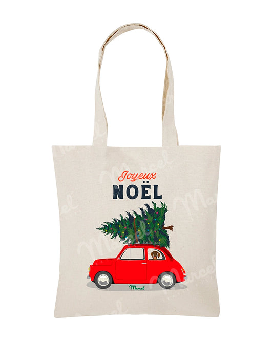 Tote Bag Travel Color "Voiture et sapin de Noël"