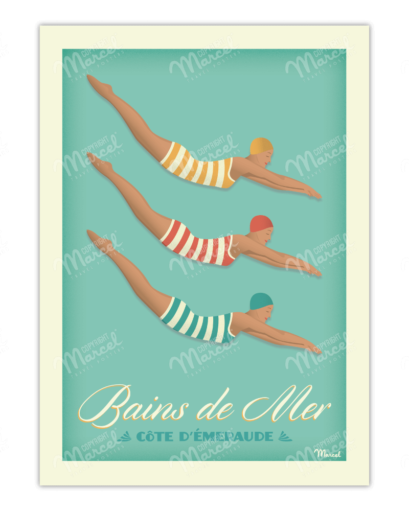 Affiche BAINS DE MER "Côte d'Emeraude"