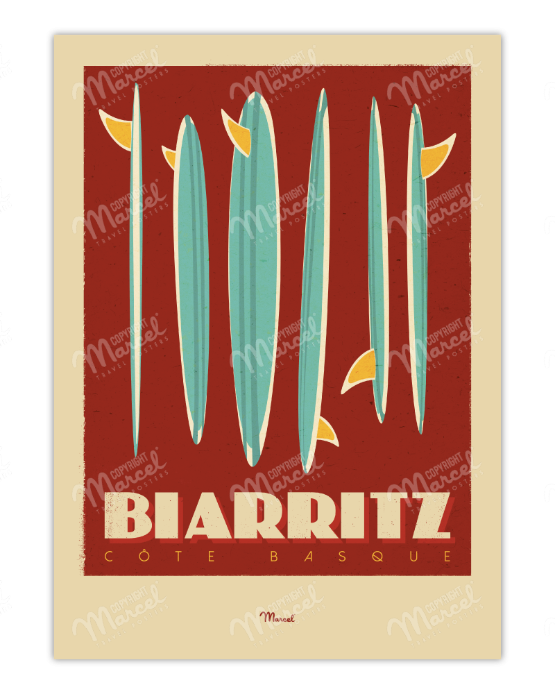 Affiche Biarritz "Surfboards"
