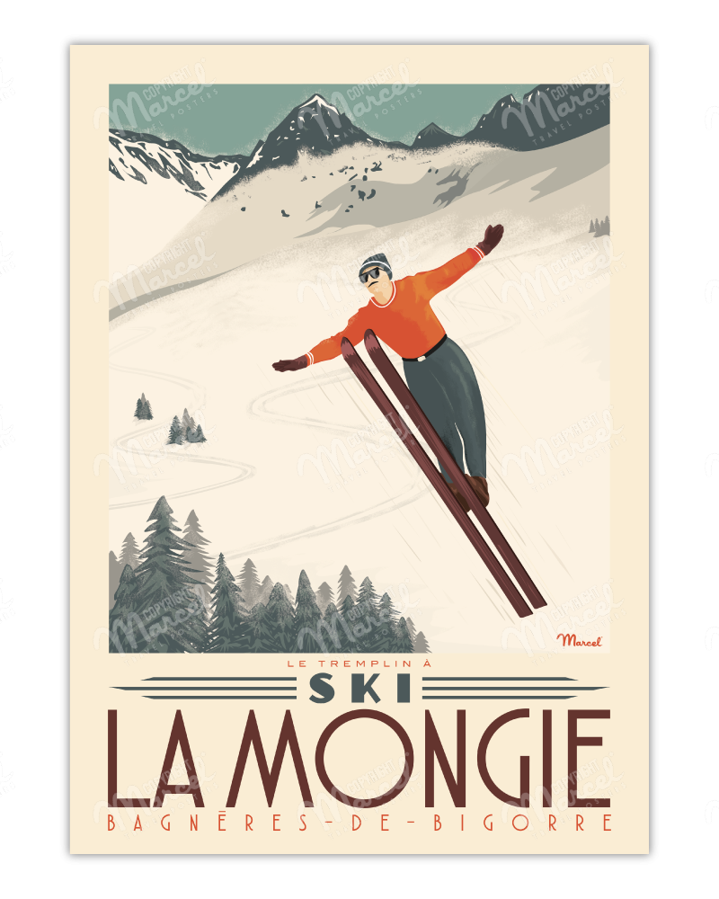 Affiche LA MONGIE "Tremplin à ski"