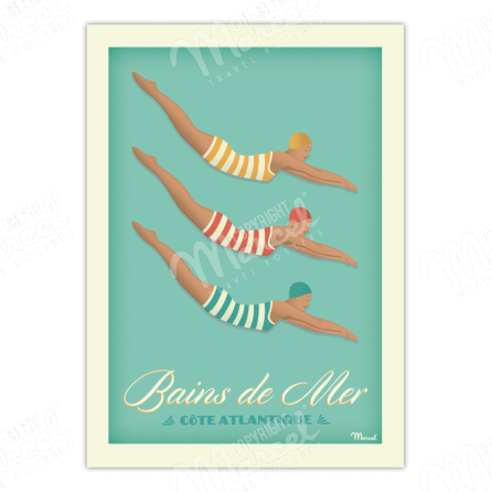 Affiche BAINS DE MER " Côte Atlantique"