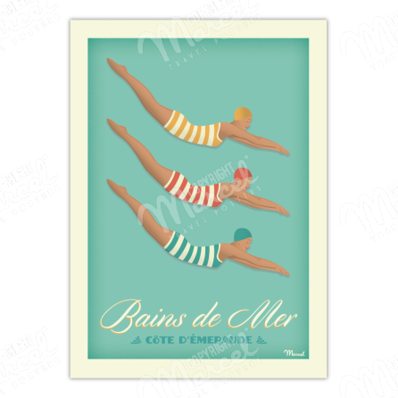 Affiche BAINS DE MER "Côte d'Emeraude"